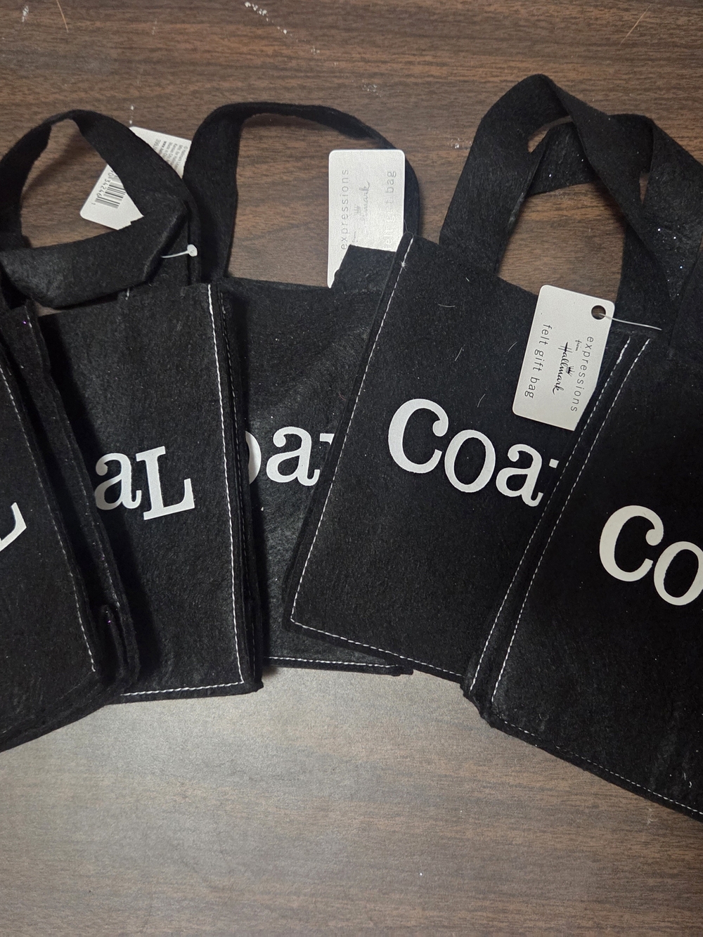 Hallmark Coal Felt Gift Bags Set of 5